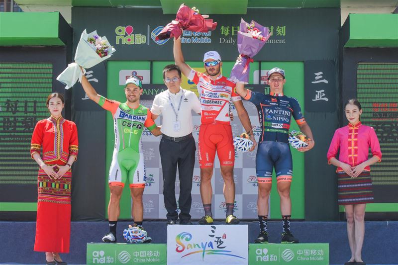 “碧桂园杯”2018环岛赛“三亚海上大都会”赛段（五指山-三亚）:意大利人冲刺制霸 吕先景继续保有圆点衫